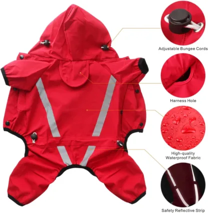 2XL Dog Raincoat Waterproof Dog Hoodie Dog Rain Poncho - Image 3