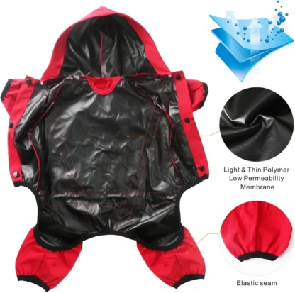 2XL Dog Raincoat Waterproof Dog Hoodie Dog Rain Poncho - Image 4