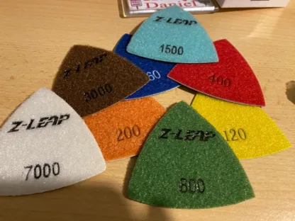 Z-LEAP Triangle Diamond Sandpaper Sheet Discs Sanding Pads for Grinding Stone Glass Ceramic 3"(80mm) Mix Grit/8pcs